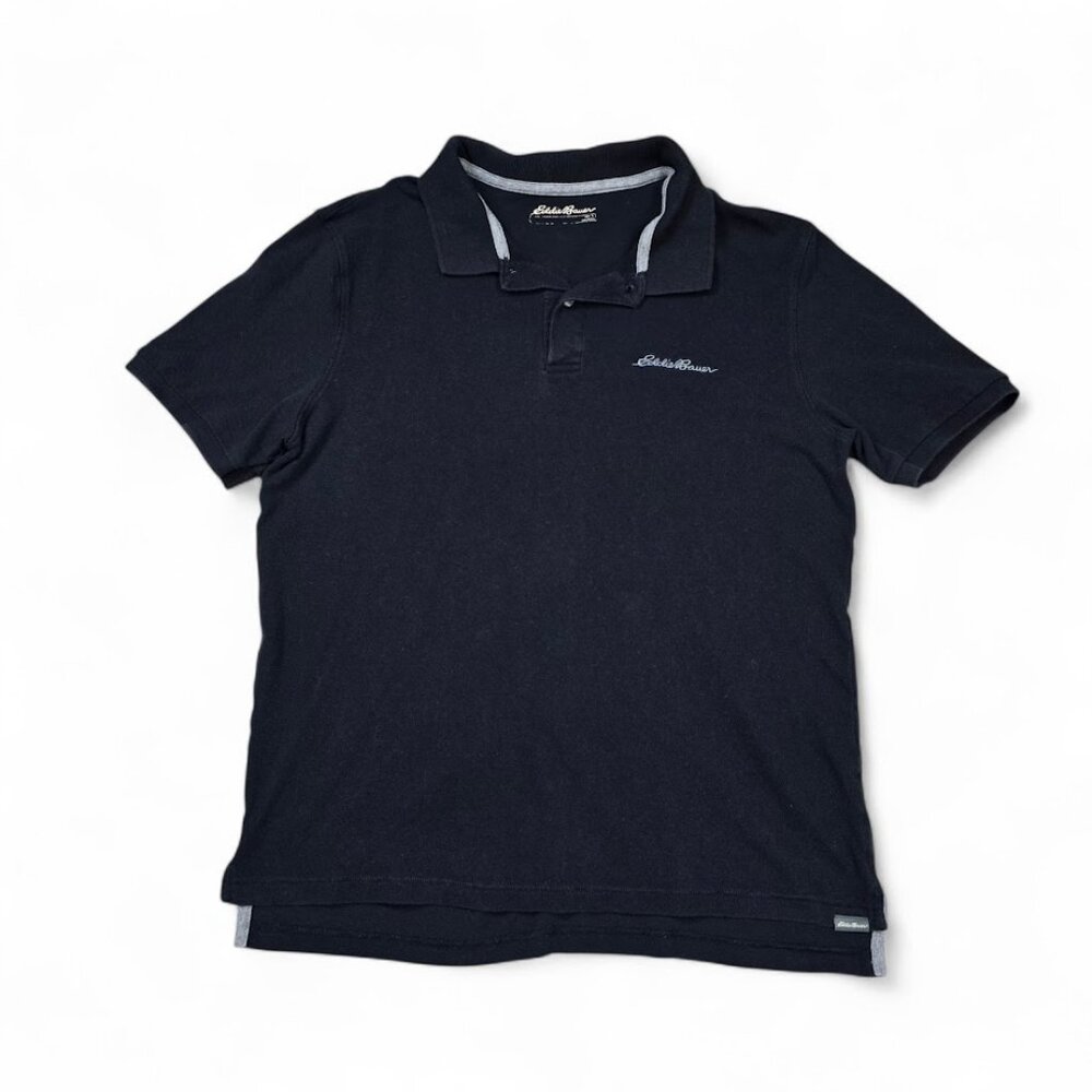 Eddie Bauer Polo Shirt Men Large Navy Cotton Short Sleeve